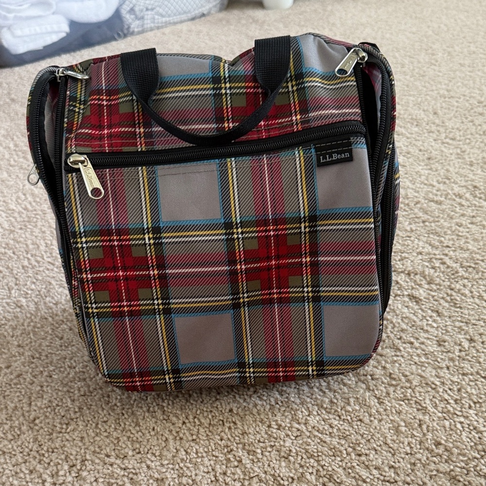 L.L. Bean Red and Gray Plaid toiletry Bag